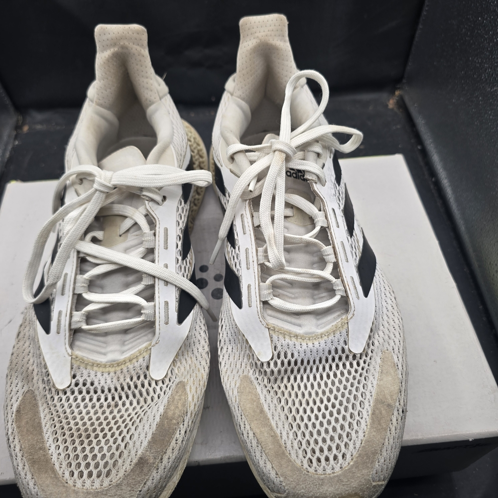Adidas White and Black Mesh Running Shoes